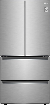 Front view of the LG LRMNC1803S refrigerator